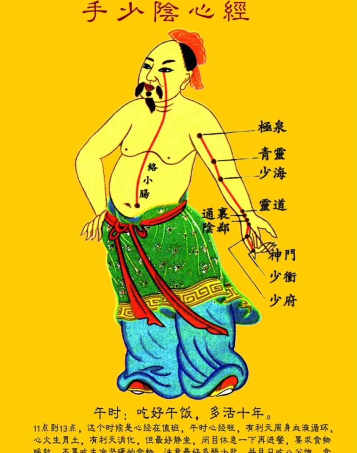 手少阴心经 - 十二经脉之一，主血脉藏神志